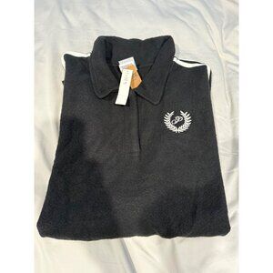 NWT PINK Victoria's Secret Womens Reverse Fleece Cropped Polo Sweatshirt Size XX